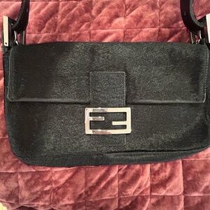 Fendi Black Pony Hair Baguette